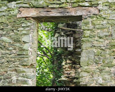 Peel Tower East Hill Braunton, 1857 für Thomas Mortimer von Franklyn Hütte gebaut. Kletterpflanzen bewachsenen Schutt 3-stufige Turm mit ersten Stock nach hinten. Stockfoto