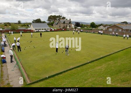 Am Wochenende bowling-Wettbewerb in Dornoch, Sutherland, Schottland, Großbritannien Stockfoto