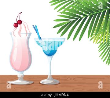 Vektor-Illustration der acht beliebte alkoholische Cocktails flachen Stil cocktail-Party Einladungen Flyer Broschüren Vorlagen auf weißem Hintergrund isoliert Stock Vektor