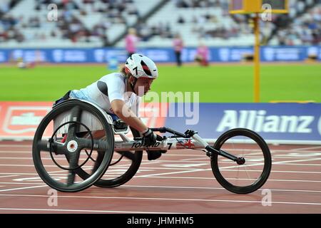 Hannah Cockroft (GBR), Damen 100m T34 Finale. Para Leichtathletik-Weltmeisterschaften. London-Olympia-Stadion. Queen Elizabeth Olympic Park. Stratford. London. VEREINIGTES KÖNIGREICH. 14.07.2017. Bildnachweis: Sport In Bilder/Alamy Live-Nachrichten Stockfoto