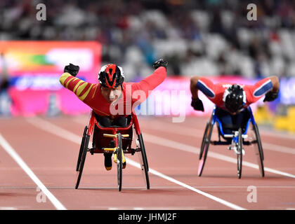 London, UK. 14. Juli 2017.  Liu Yang (CHN) Herren 100M T54 Finale am Welt Para Leichtathletik-Meisterschaften in London 2017 am Freitag. Foto: Taka G Wu Credit: Taka Wu/Alamy Live-Nachrichten Stockfoto