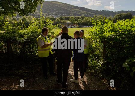 Taff Brunnen, Wales, UK. 15. Juli 2017. Gesamtansicht vor den Boden vor der Vorsaison Freundschaftsspiel zwischen Taffs gut FC und Cardiff City an der Rhiw'r Ddar Stadion, Taff Brunnen, Wales, UK.  Picture by Mark Hawkins Credit: Mark Hawkins/Alamy Live-Nachrichten Stockfoto