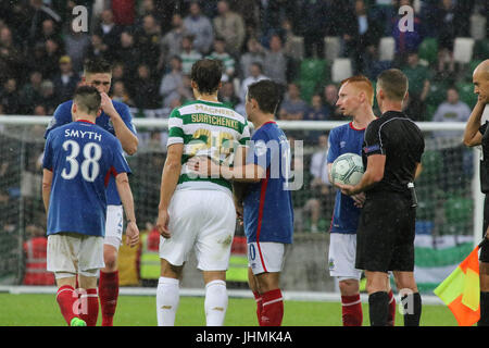 Windsor Park, Belfast, UK. 14. Juli 2017. Linfield V Celtic (UEFA CL QR2 1. Bein). Vollzeit im Windsor Park, Belfast. Credit: CAZIMB / Alamy Live News. Stockfoto