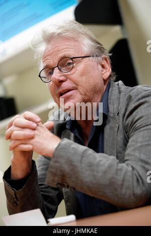 Montreal, Kanada. 14. Juli 2017. Daniel Cohn-Bendit interviewt geben, bevor eine Vorlesung in Montreal.Credit:Mario Beauregard/Alamy Live News Stockfoto