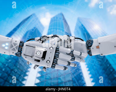 3D Rendering Roboterhand oder Cyborg Hand schütteln Stockfoto