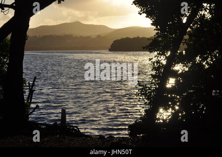 Die Lagune in St. Croix, Amerikanische Jungferninseln bei Sonnenaufgang Stockfoto