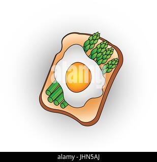 Ei-Toast mit grünem Salat gesundes Frühstück frisch lecker Stock Vektor