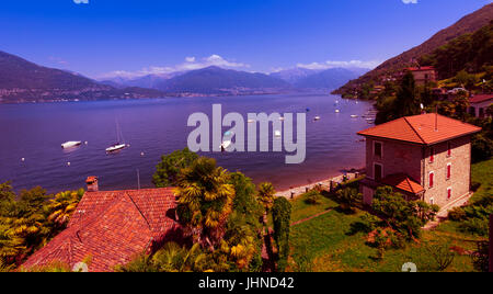 Blick vom Zenna auf der nördlichen See Maggiore Schweizer Teil. Im Hintergrund die Schweizer Alps  Zenna, Lago Maggiore, Tessin, Schweiz Stockfoto