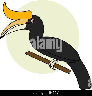Hornbill Vogel. Vector Cartoon tropischer Vogel in flachen Stil gemacht. Isoliert auf weißem Hintergrund. Stock Vektor