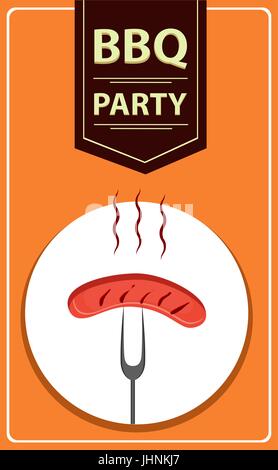 Barbecue-Party. Gegrillten Würstchen auf Gabel. Fast-Food. Vektor-Illustration. Stock Vektor