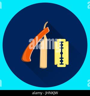 Rasiermesser für Rasur und auswechselbaren Klinge. Barbier Ausrüstung. Flache Vektor-illustration Stock Vektor