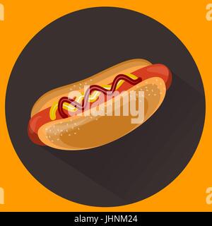 Hot-Dog-Vektor-Illustration. Flachen Stil Stock Vektor