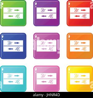 Straße für Radfahrer Symbole 9 Satz Stock Vektor