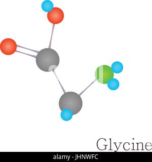 Glycin 3D Molekül chemische Wissenschaft Stock Vektor