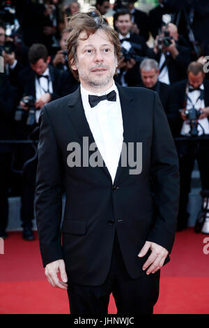 CANNES, Frankreich - 27. Mai: Mathieu Amalric besucht die "Basiert auf eine wahre Geschichte" Premiere während der 70. Cannes Film-Festival am 27. Mai 2017 in Cannes, Stockfoto