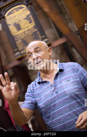 59-j hrige Mark Reagan im Jahr 2016 in Worcester Steinhuser Glockenturm, die Glocken geklingelt hat, seit er 13 abgebildet. Stockfoto