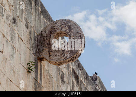 Einer der Steinreifen im Großen Ballplatz, alte Maya-Ruinen von Chichen Itza, UNESCO-Weltkulturerbe, Yucatan, Mexiko, Nordamerika Stockfoto