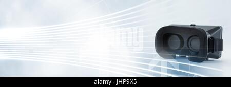 Digitalen Verbund aus VR Kopfhörer mit gebogenen Grafiken Übergang Stockfoto