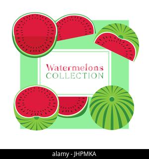 Wassermelone Icon Kollektion Stock Vektor