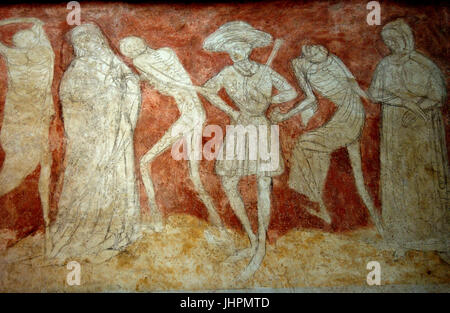 Einer der wenigen Tänze des Todes (Danse macabre) in europa. Der heilige Robert abbaye von La Chaise Dieu. Haute Loire. Auvergne Rhone Alpes. Frankreich Stockfoto