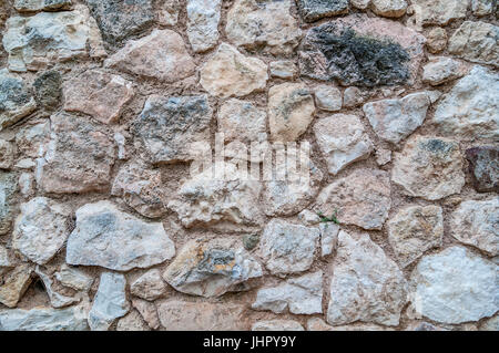 Eine Nahaufnahme von einer alten Steinmauer Stockfoto