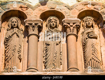 Intricate verwitterte Schnitzwerk in der Trinity Church in Boston Stockfoto