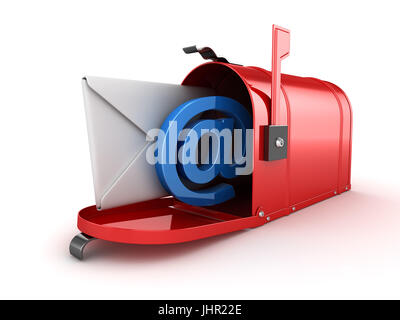 Inbox-Konzept mit Mailbox, dies ist ein 3d gerendert Computer generierte Bild. Isolated on White. Stockfoto