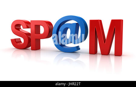 Spam-Text mit At Symbol, ist das ein 3d gerendert Computer generierte Bild. Isolated on White. Stockfoto