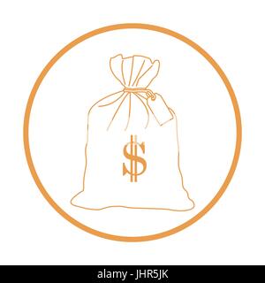 Stilisierte Symbol einer verknoteten Tasche mit Geld. Design für Banner, Poster oder Druck. Stock Vektor