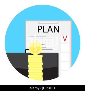 Planung der finanziellen Budget Symbol ca. Budget und Kontrollplan, Budgetverwaltung finanzielle Planung, Vektor-illustration Stockfoto