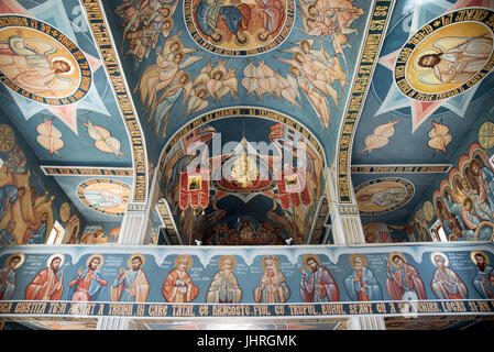 Fresken an den Decken der sfanta treime orthodoxe christliche Kirche, surdesti, Kreis Maramures, Rumänien Stockfoto