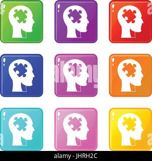 Kopf mit Symbolen 9 puzzle Stock Vektor