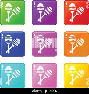 Maracas Symbole 9 Satz Stock Vektor