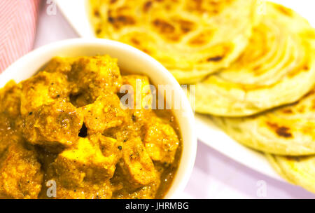 Shahi Paneer ist eine süße und leckere indische Gericht normalerweise mit Kerela Paratha gedient Stockfoto