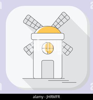 Windmühle oder Mühle Liniensymbol mit Schatten. Vektor-Illustration. EPS 10 Stock Vektor