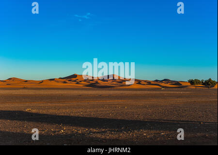 Mann auf dem Fahrrad auf die Merzouga, Marokko Stockfoto