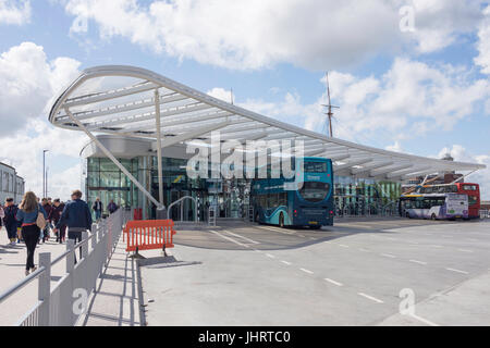 Der harte Austausch Busbahnhof, harte Austausch, Portsmouth, Hampshire, England, Vereinigtes Königreich Stockfoto