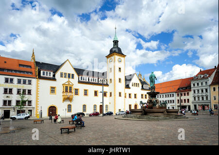 Rathaus am Obermarkt, Freiberg, Sachsen, Deutschland Stockfoto