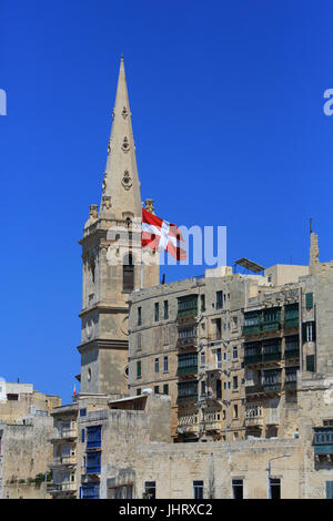 Der Turm der St. Pauls Pro-Cathedral in Valletta, Malta Stockfoto