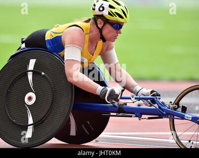 London, UK. 15. Juli 2017.  Gunilla Wallengren (SWE), während Frauen 1500M T54, R1, H2/2 an der Welt Para Athletik, Meisterschaften London 2017, am Samstag. Foto: Taka G Wu Credit: Taka Wu/Alamy Live-Nachrichten Stockfoto