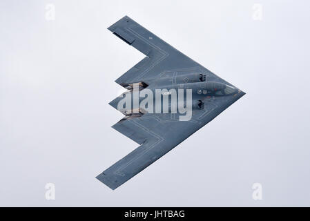 Northrop Grumman B-2 Spirit Stealth Bomber Jet Flugzeug, das direkt von den Staaten zur RIAT Airshow in Großbritannien flog Stockfoto