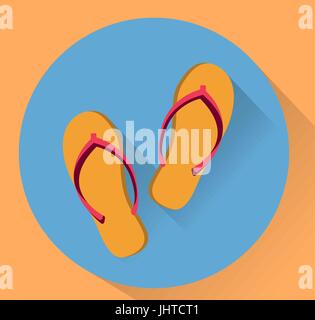 Strand-Pantoffeln. Flache Vektor-Illustration. Gelb und blau colores Stock Vektor