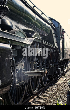 Nahaufnahme von 60103, "Flying Scotsman", Dampflok während es ist Besuch der Bluebell Railway, West Sussex, England, UK. Stockfoto