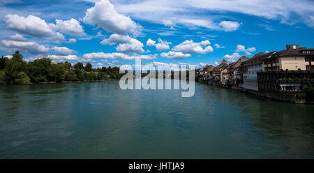 Rheinfelden in der Schweiz, Blick von der Brücke Stockfoto