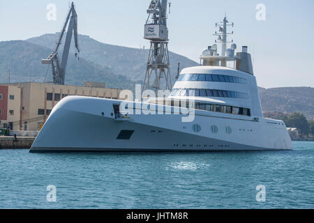 Das Original "A" Motor-Yacht, einer der weltweit teuersten Superyachten im Hafen von Cartagena in Spanien vertäut Stockfoto