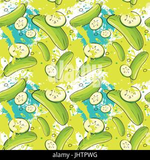 Nahtlose Muster-Zucchini-Gemüse-Ornament-Hintergrund Stock Vektor