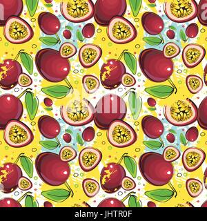 Nahtlose Muster Maracujas exotischen Ornament Hintergrund Stock Vektor