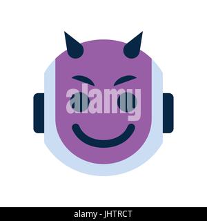 Roboter Gesichtssymbol lächelnd Teufel Gesicht Emotion Roboter Emoji Stock Vektor