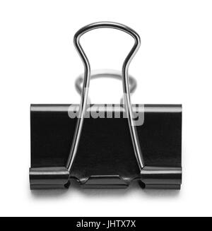 Schwarze Binder Clips, Isolated on White Background. Stockfoto