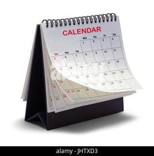 Desktop-Zelt-Kalender, Isolated on White Background. Stockfoto